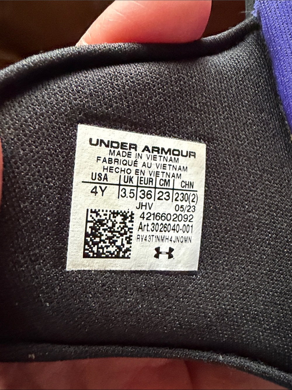 Under Armour Purple Slides with Pink and Blue Patterned Strap - Picture 3 of 5